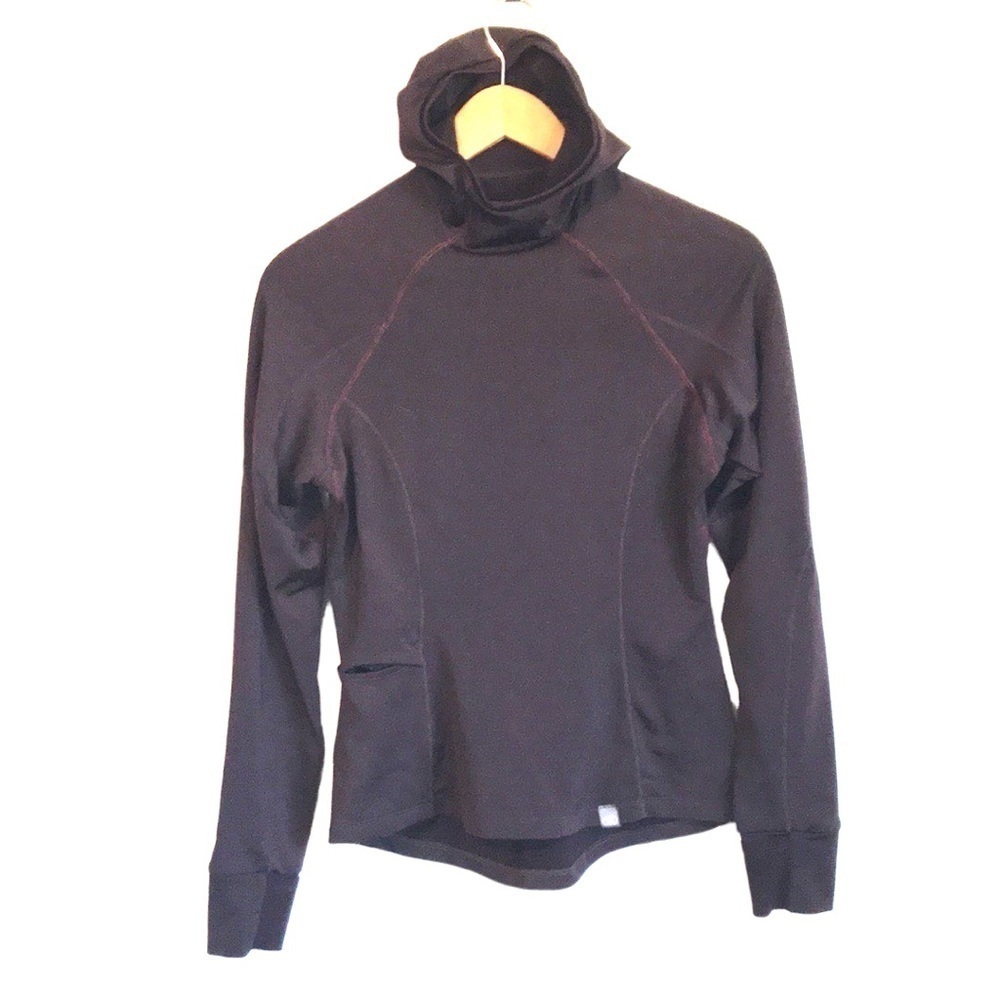 Sugoi womens long sleeve hooded performance shirt cycling running burgundy Small